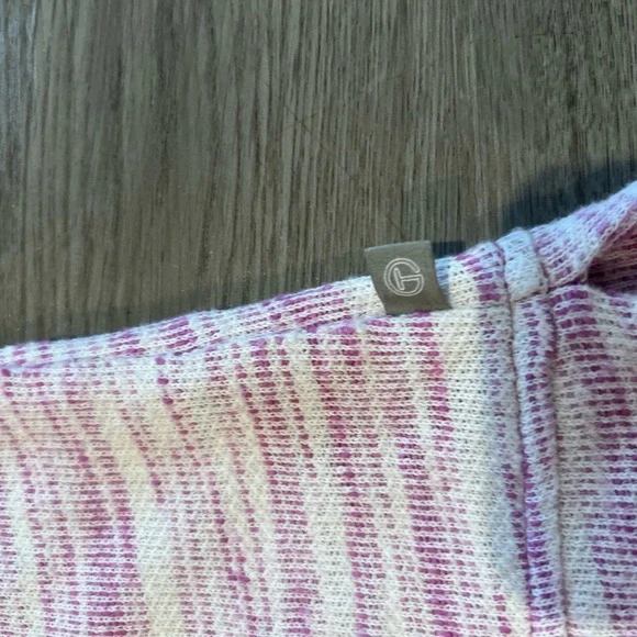 T by Talbots women's MP pink & white Top Beach Shrug Sweater - Picture 2 of 7